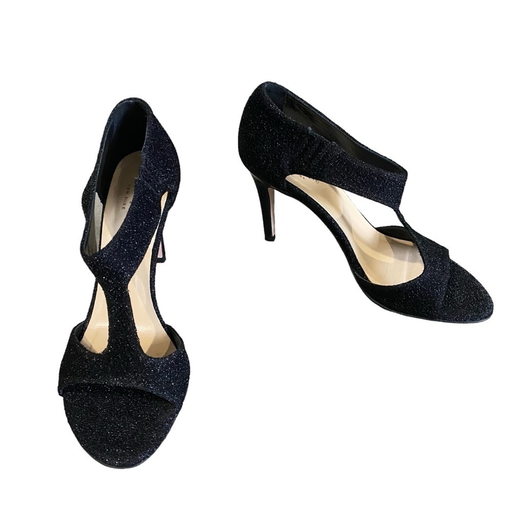 Kate Spade Sofia Metallic Black Cutout Heels Sz 6 Formal Glam Dressy